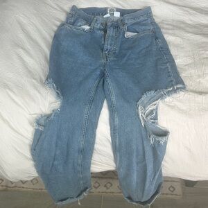 BDG unban outfitters Women's Ripped Blue Boyfriend Jeans